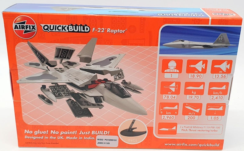 Airfix Quick Build Model Aircraft Kit J6005 - F22 Raptor
